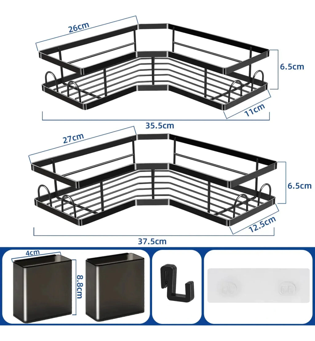 Set 2 Esquineros Inoxidables para Baño - Fáciles de Instalar, Sin Taladro
