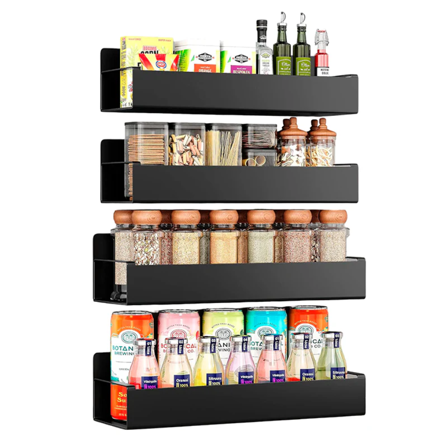 Set 4 Organizadores Magnéticos para Cocina – Especieros Multiuso para Refrigerador o Lavadora