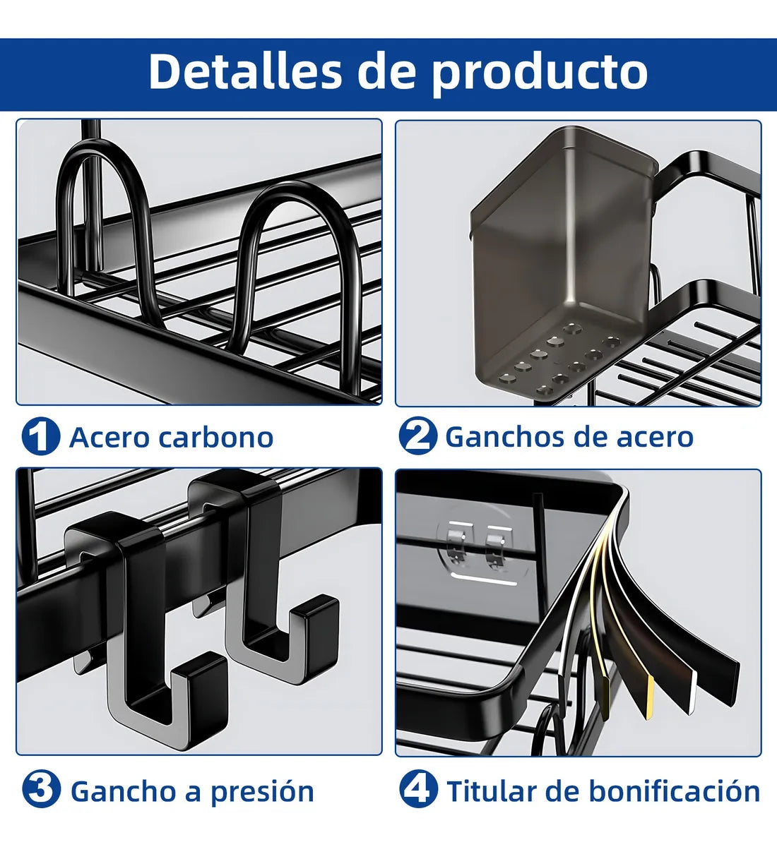 Set 2 Esquineros Inoxidables para Baño - Fáciles de Instalar, Sin Taladro