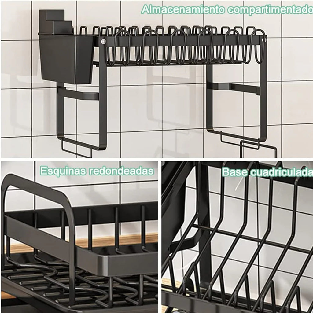 Secador De Platos 2 Niveles Inoxidable Multifuncional