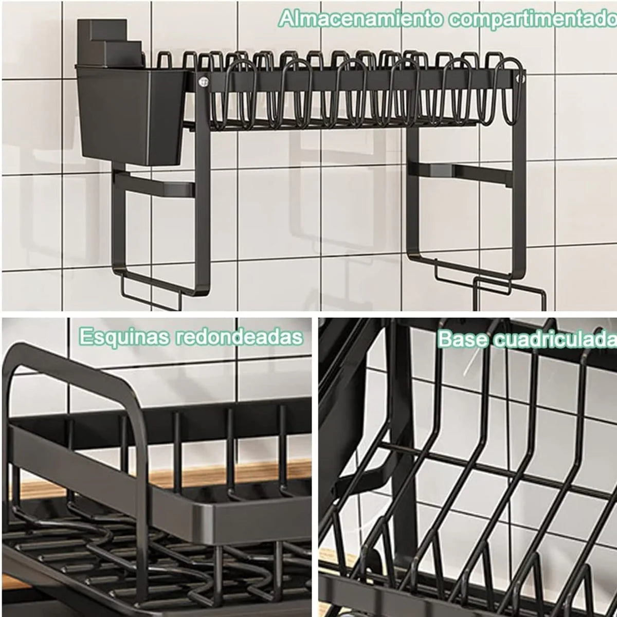 Secador De Platos 2 Niveles Inoxidable Multifuncional