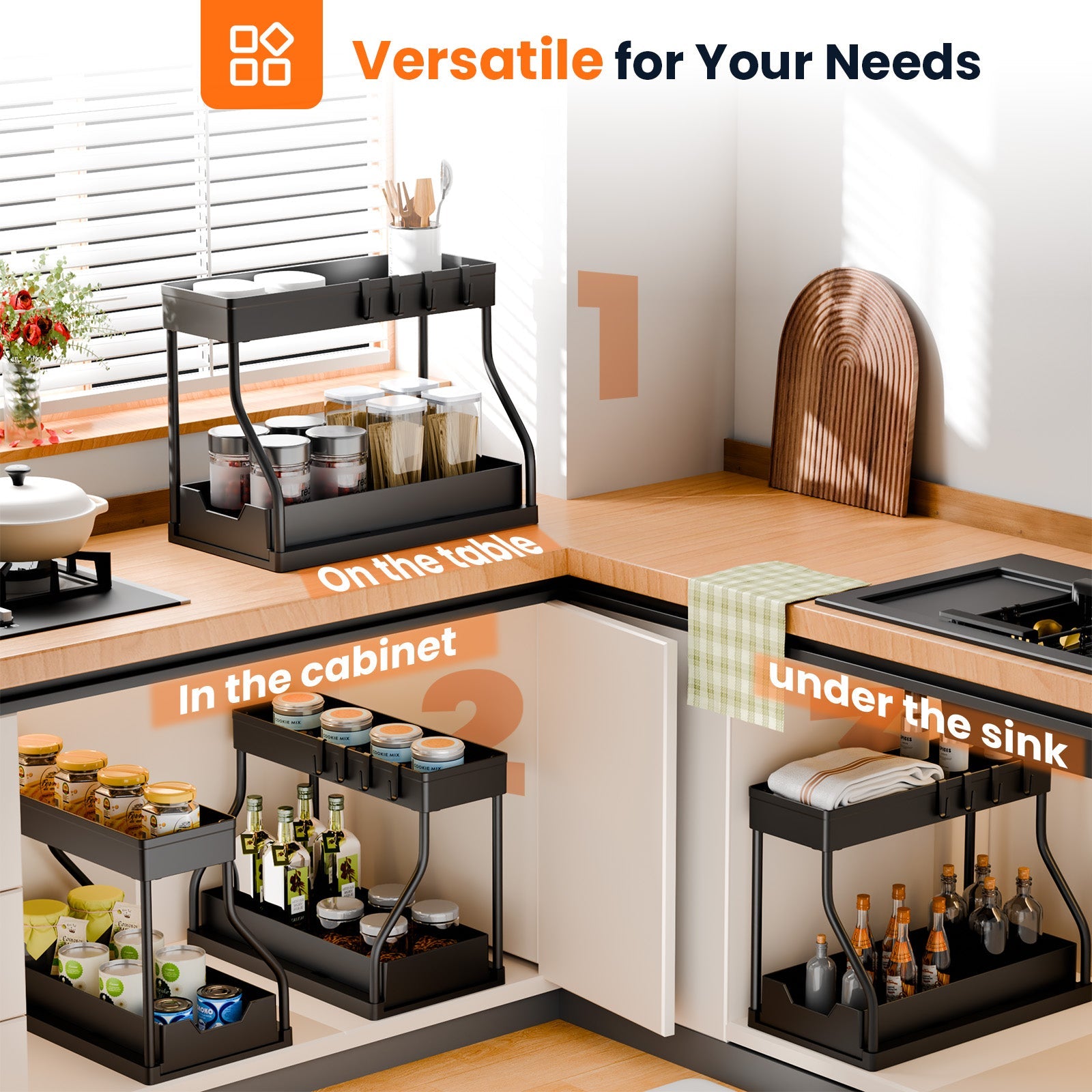 Pack 2 Organizador Deslizante Para Bajo Lavaplatos de 2 Niveles